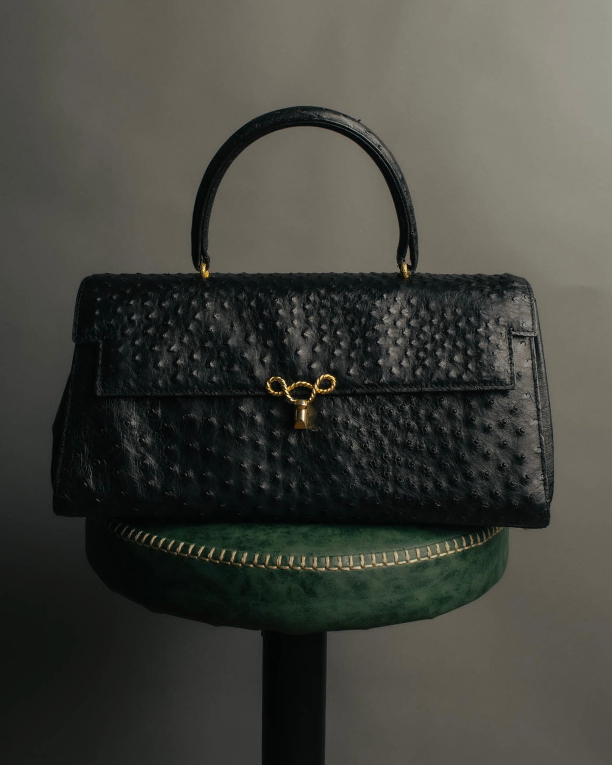 “Jardin des Sacs” 80’s-90’s Ostrich leather top handle bag