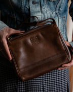 "LOEWE" Horizontal design logo engraved leather shoulder bag