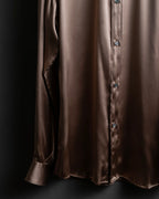 "GUCCI" Ecru beige glossy wide collar shirt