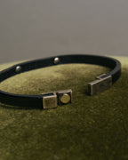 "Saint Laurent" 10's ID metal plate leather bracelet