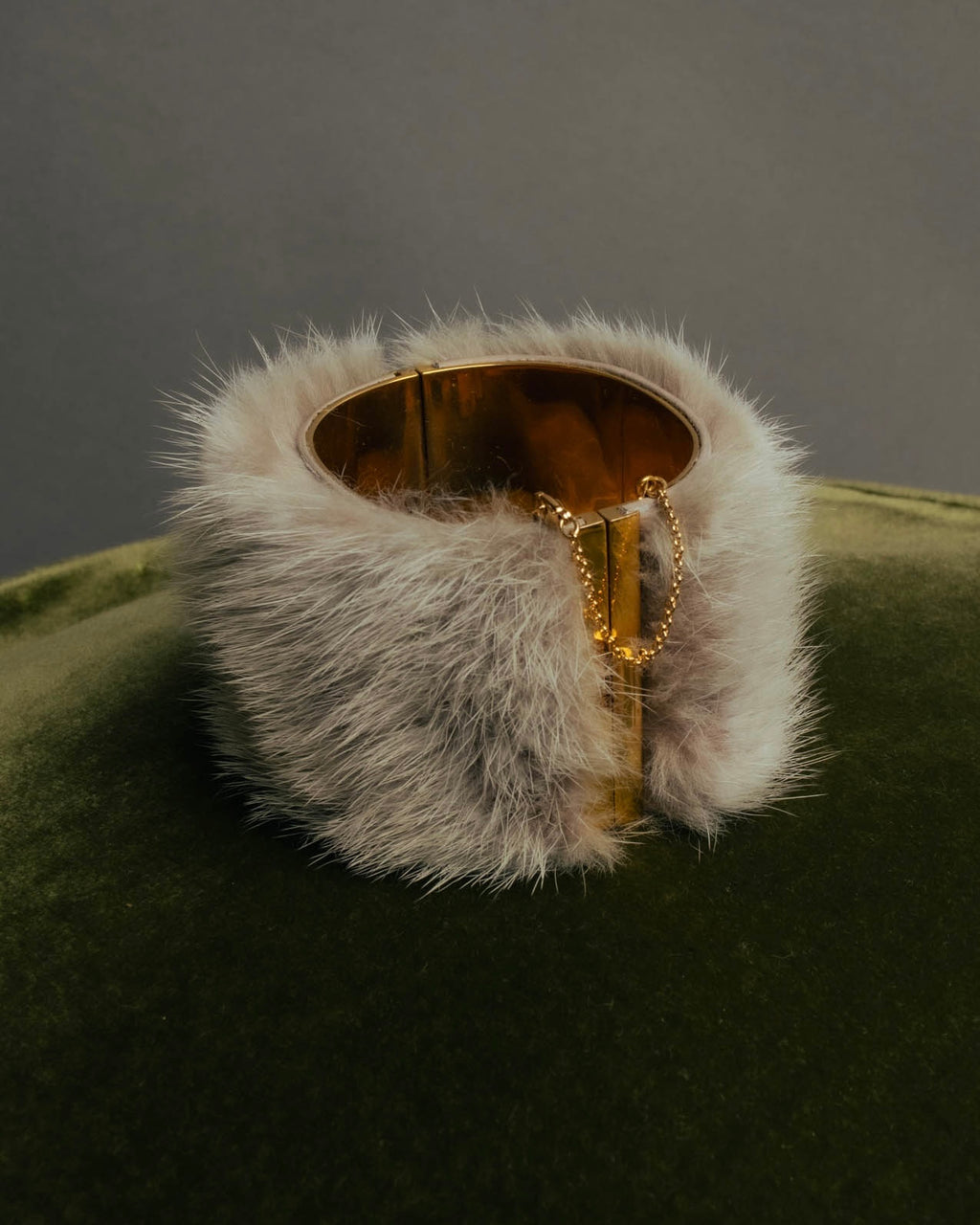 “CELINE” 2010’s Fur covered cuff bracelet