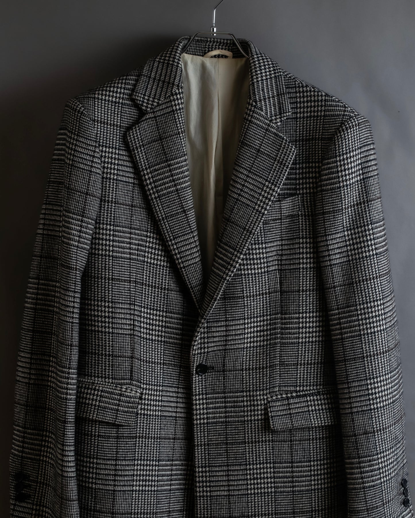 "RAF SIMONS" 20-21AW Glen check pattern tailored shape coat