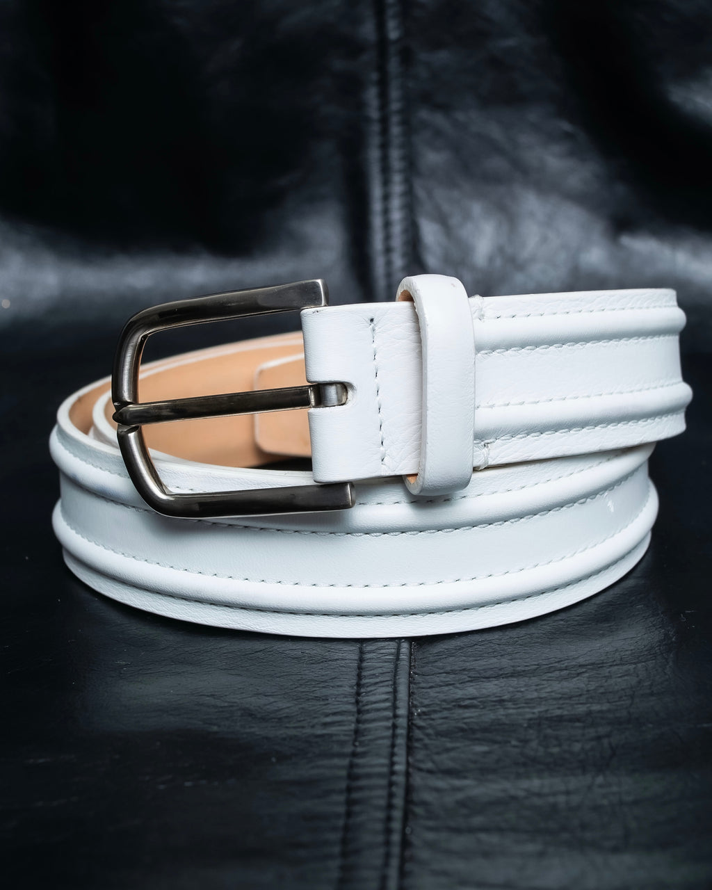 "GIORGIO ARMANI" Genuine leather white color belt