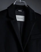 "GUCCI" Michele period solid black wool tailored coat