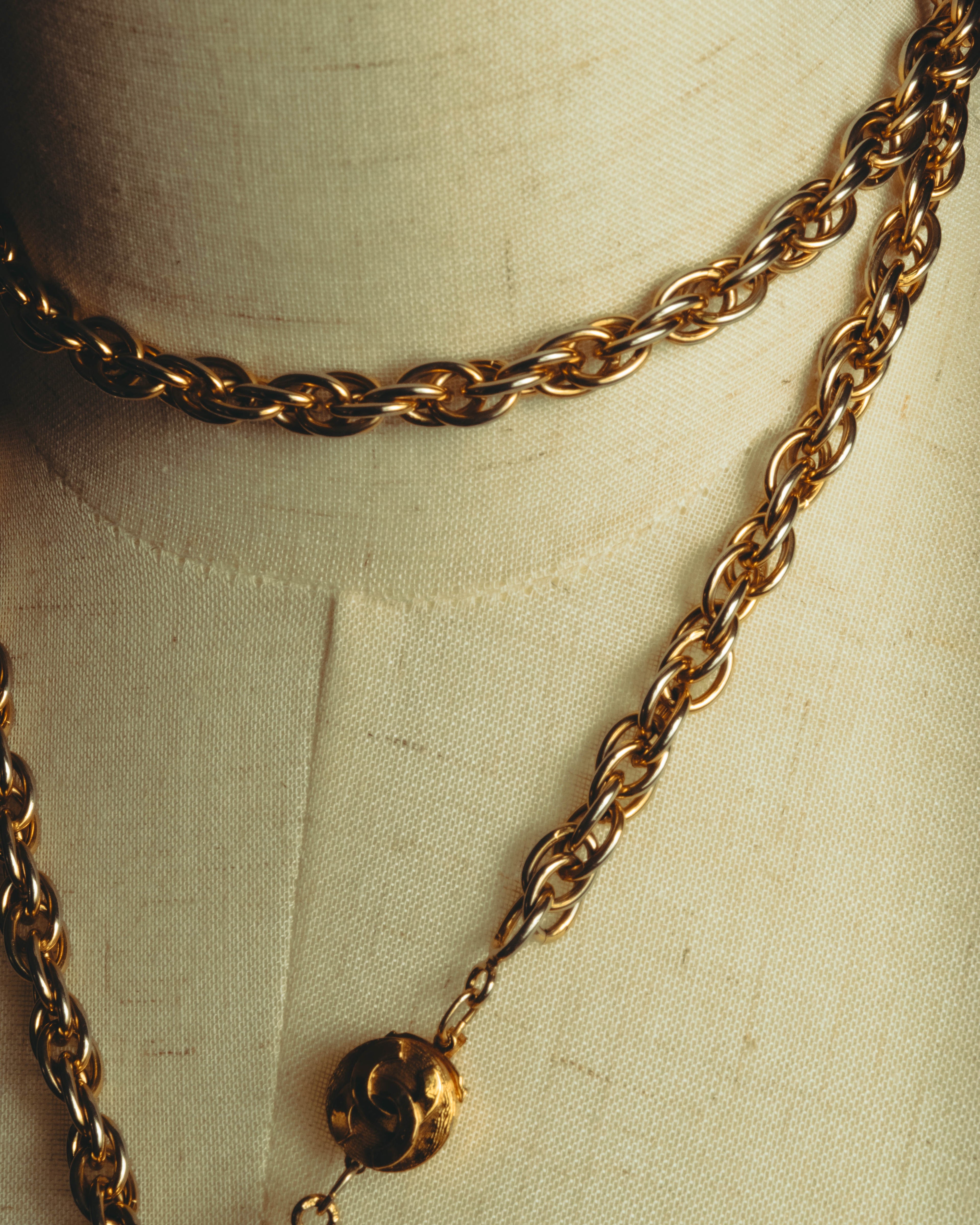 –SPECIAL– "CHANEL" 80's Gripoix Byzantine cross pendant necklace