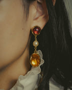 -SPECIAL- "Yves Saint Laurent" 80's-90's Vintage architectural poured glass and pearl drop earrings