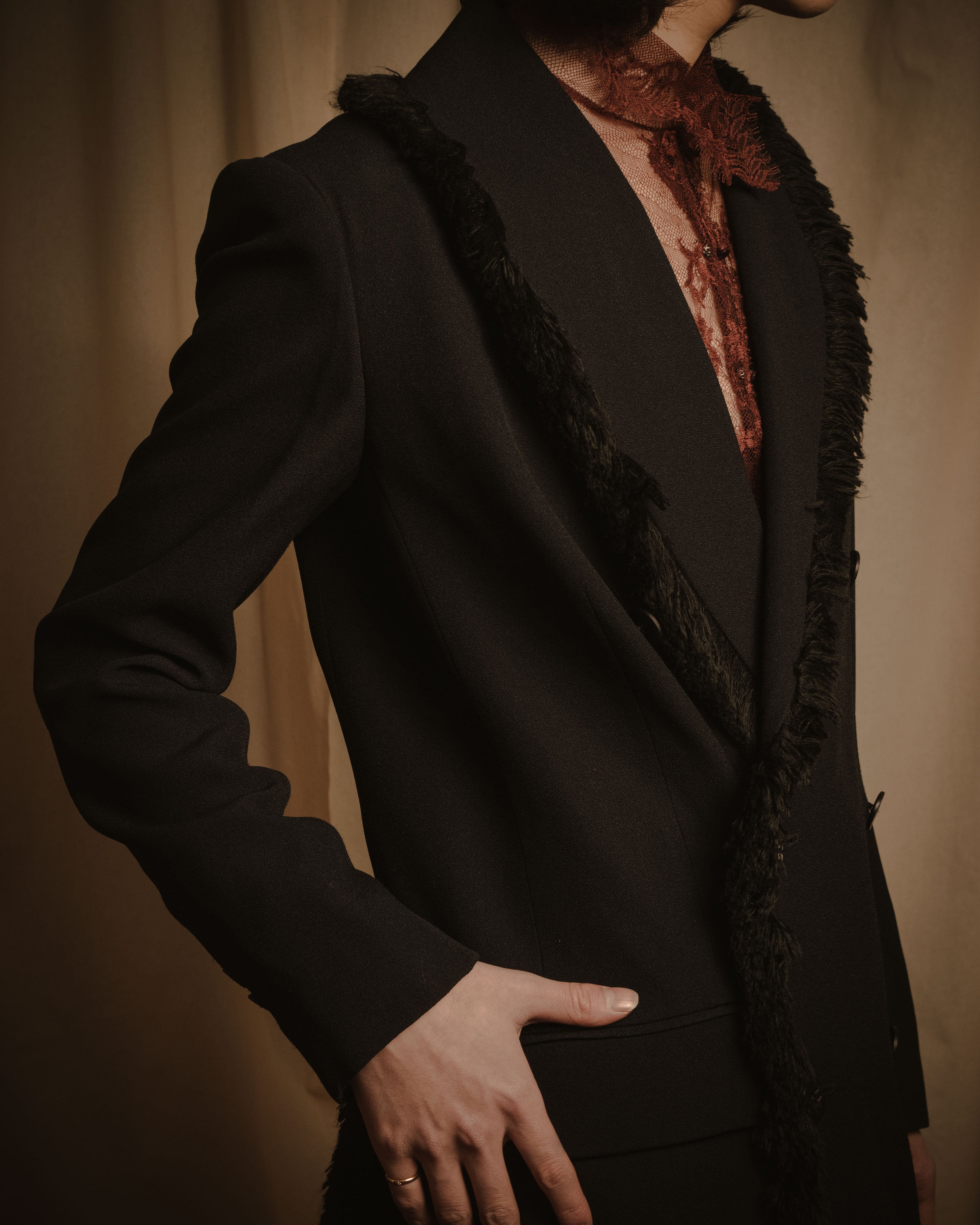 –SPECIAL– "Christian Dior"
98SS fringed peak lapel double breasted jacket