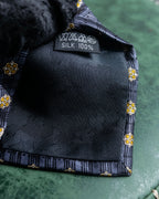 "Vintage check &amp; floral pattern silk neck tie"