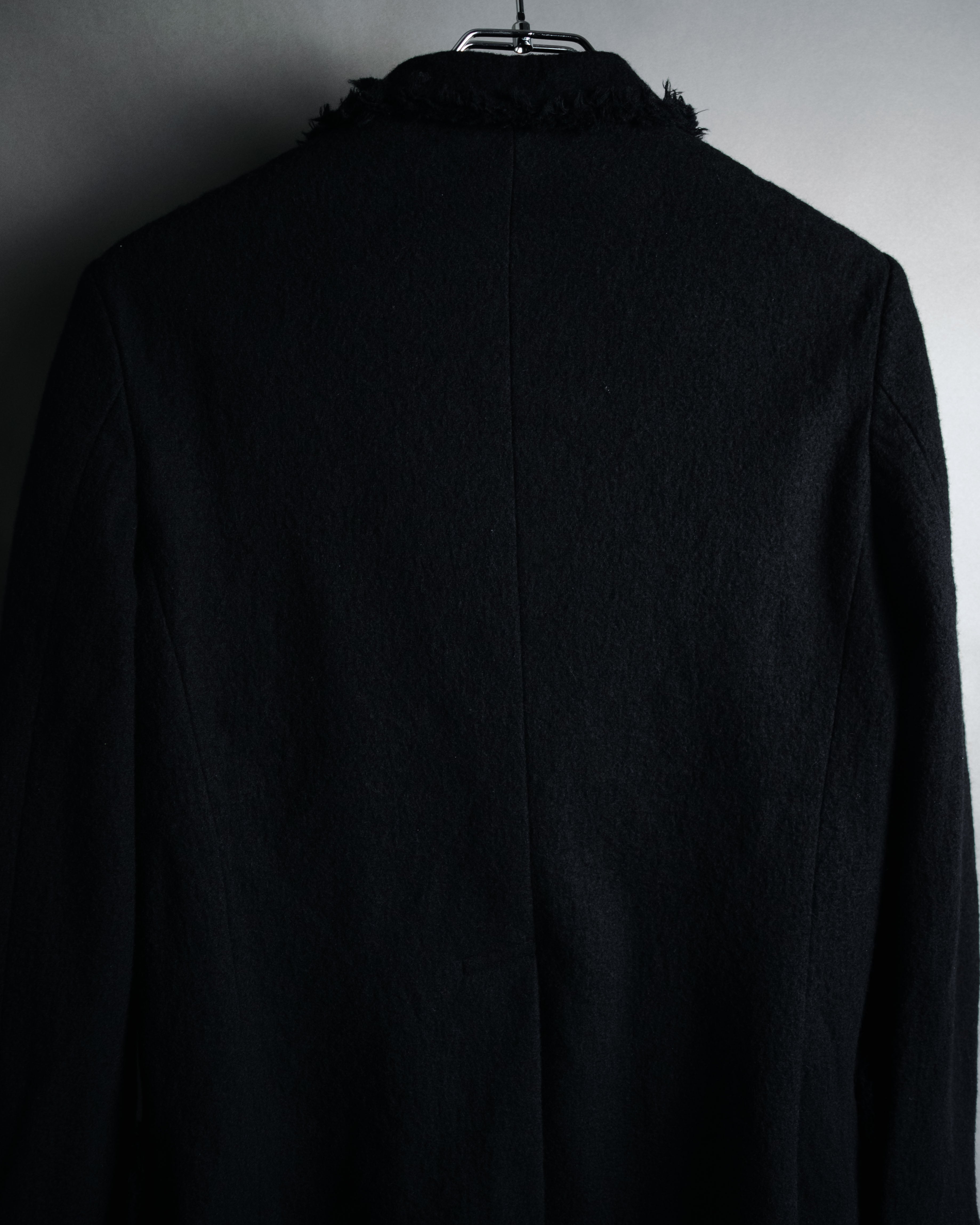 –SPECIAL– "tricot COMME des GARÇONS" 2004AW Fringed cut-off boiled wool tailored jacket