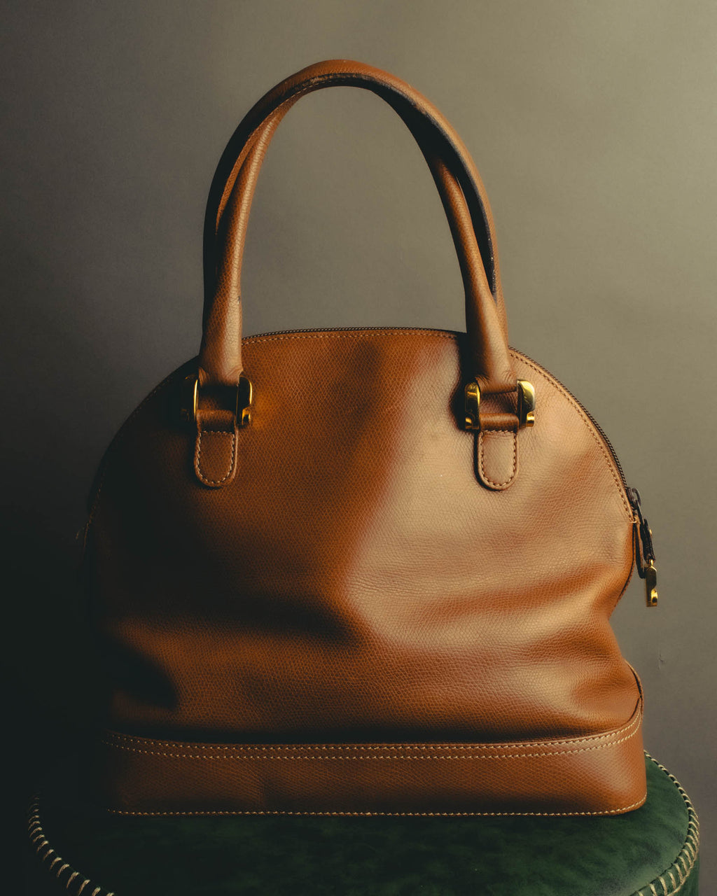 "LOEWE" 80s–00's logo embossed leather handbag