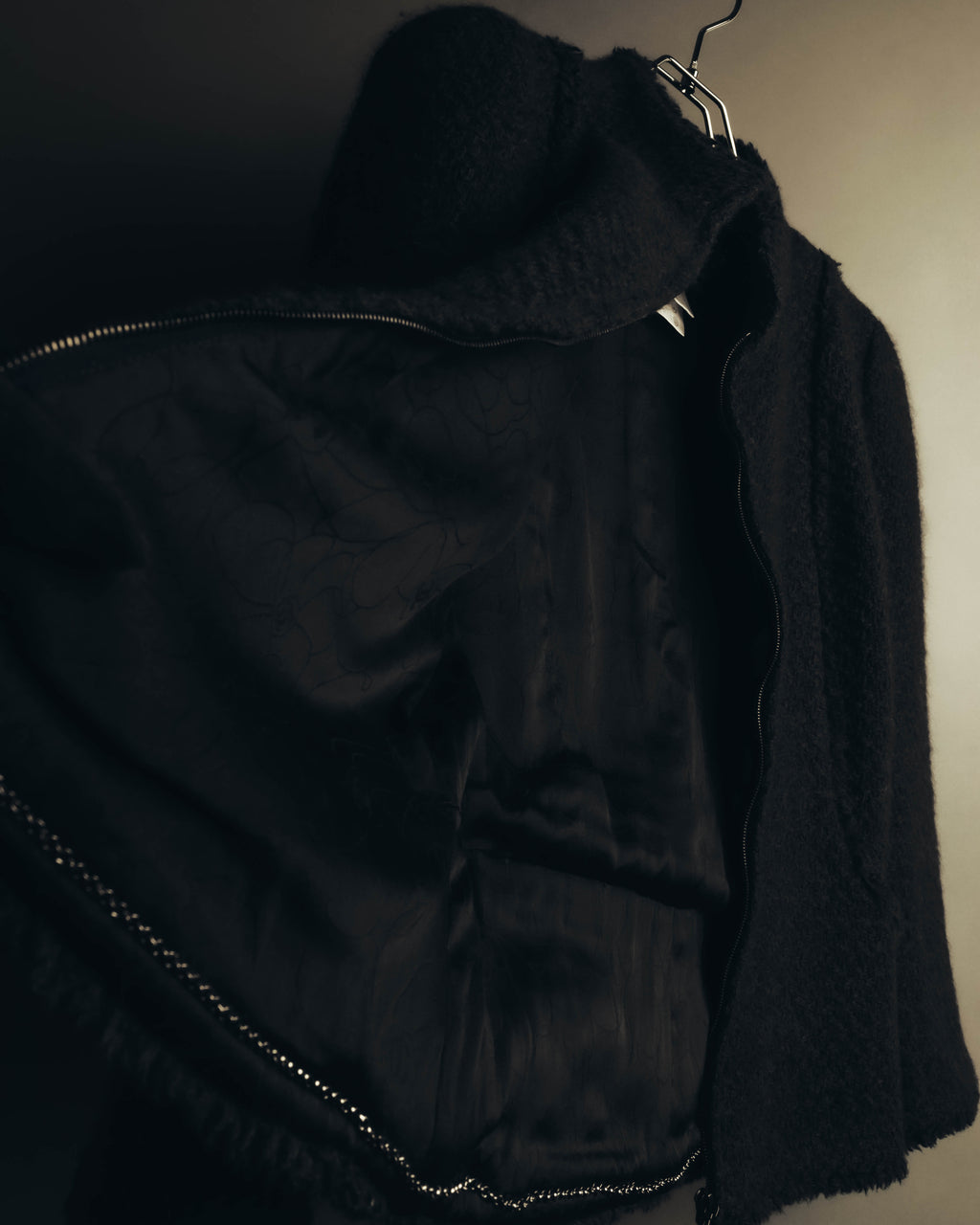 "CHANEL" 04AW Textured wool angora tweed zip jacket