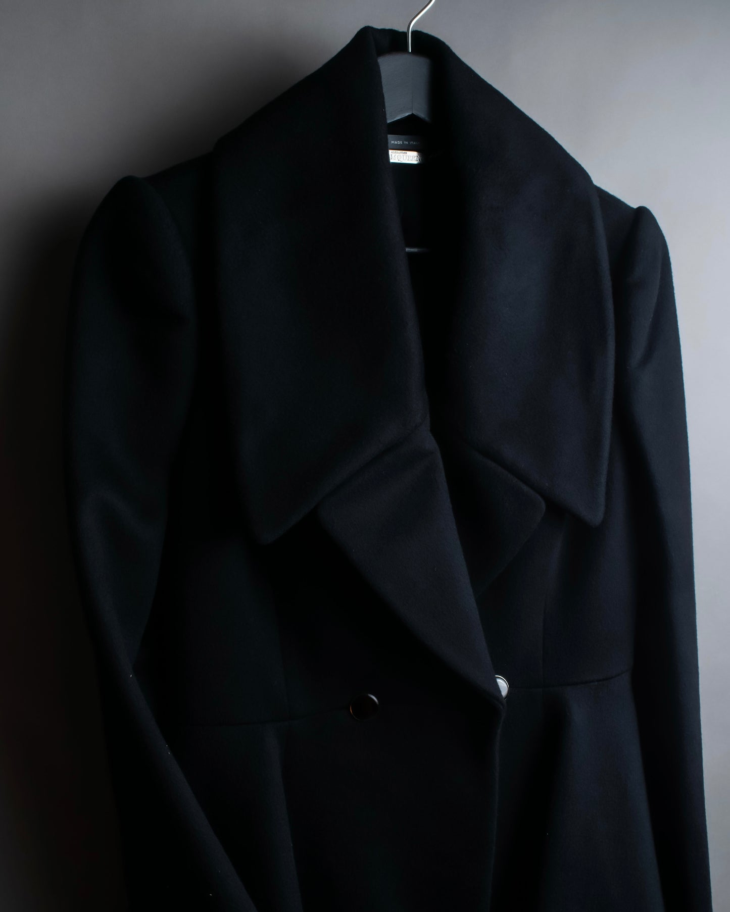 "Alexandar McQueen" Sarah Burton period large lapel double-breasted oversized mid length coat