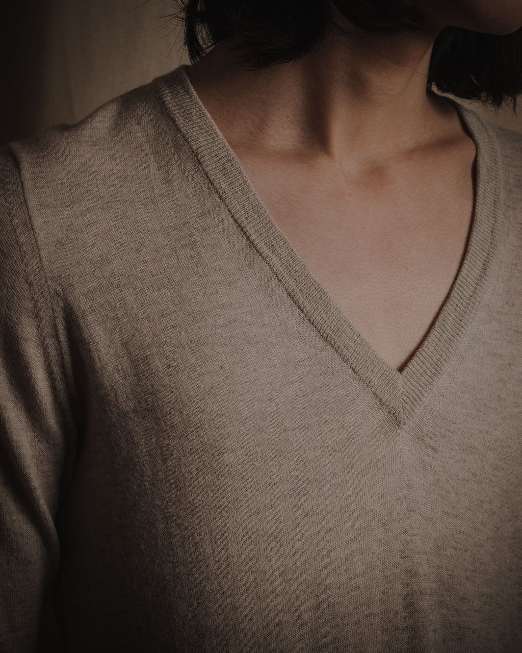 "Maison Margiela" 2014 AW fine gauge V-neck knit dress with elbow patches