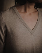 "Maison Margiela" 2014 AW fine gauge V-neck knit dress with elbow patches