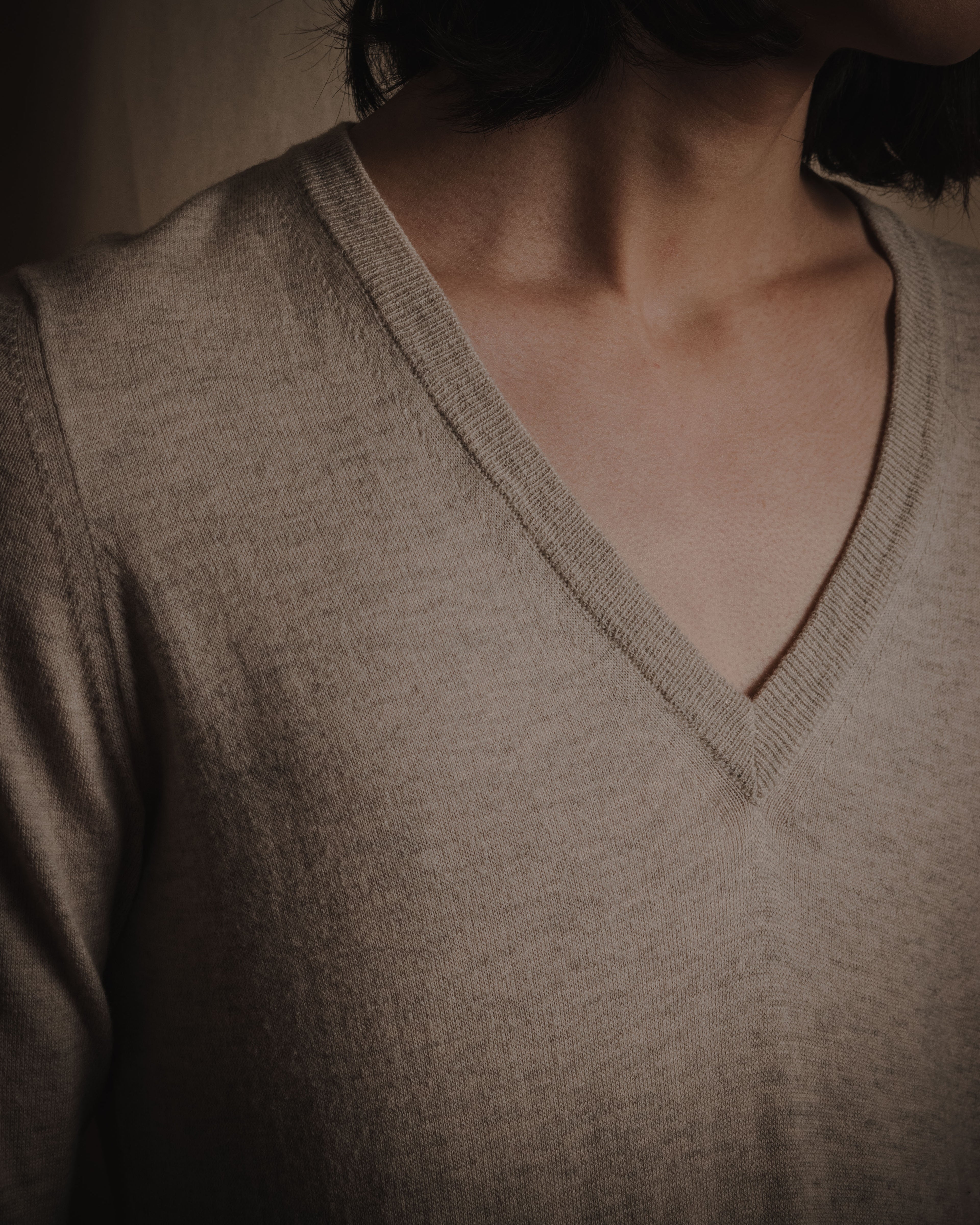 "Maison Margiela" 2014 AW fine gauge V-neck knit dress with elbow patches