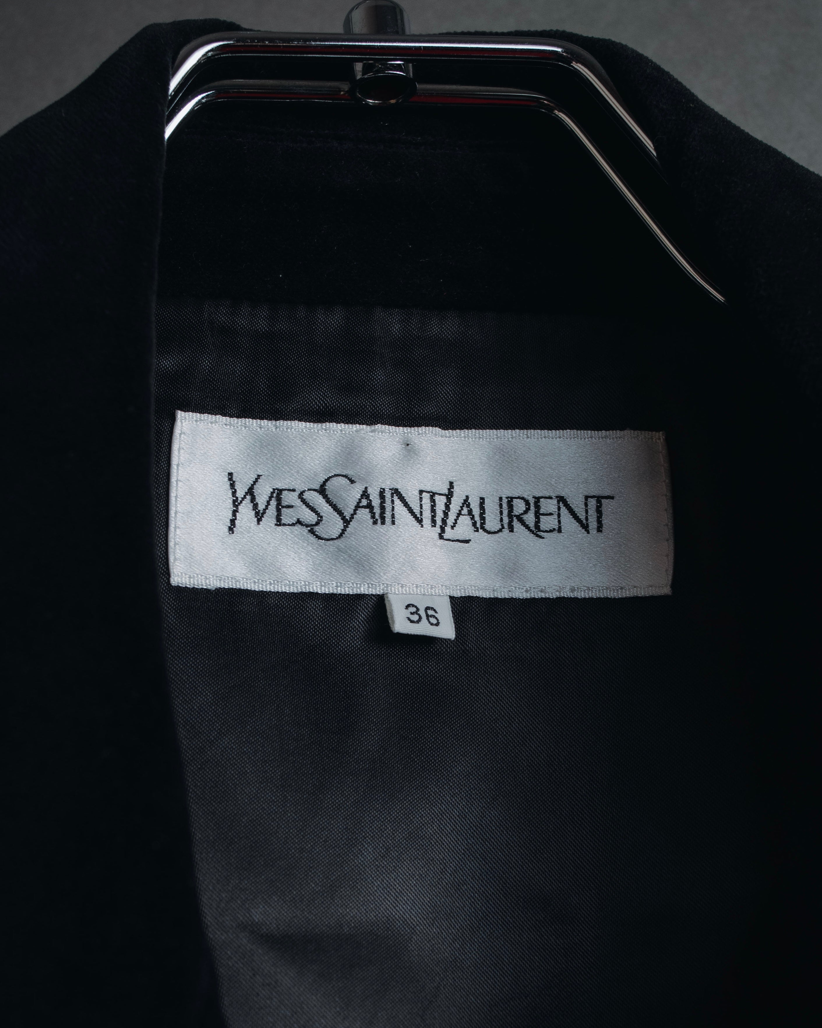 –SPECIALS– "Yves Saint Laurent" 90’s Mid gingham check velvet lapel tailored vest