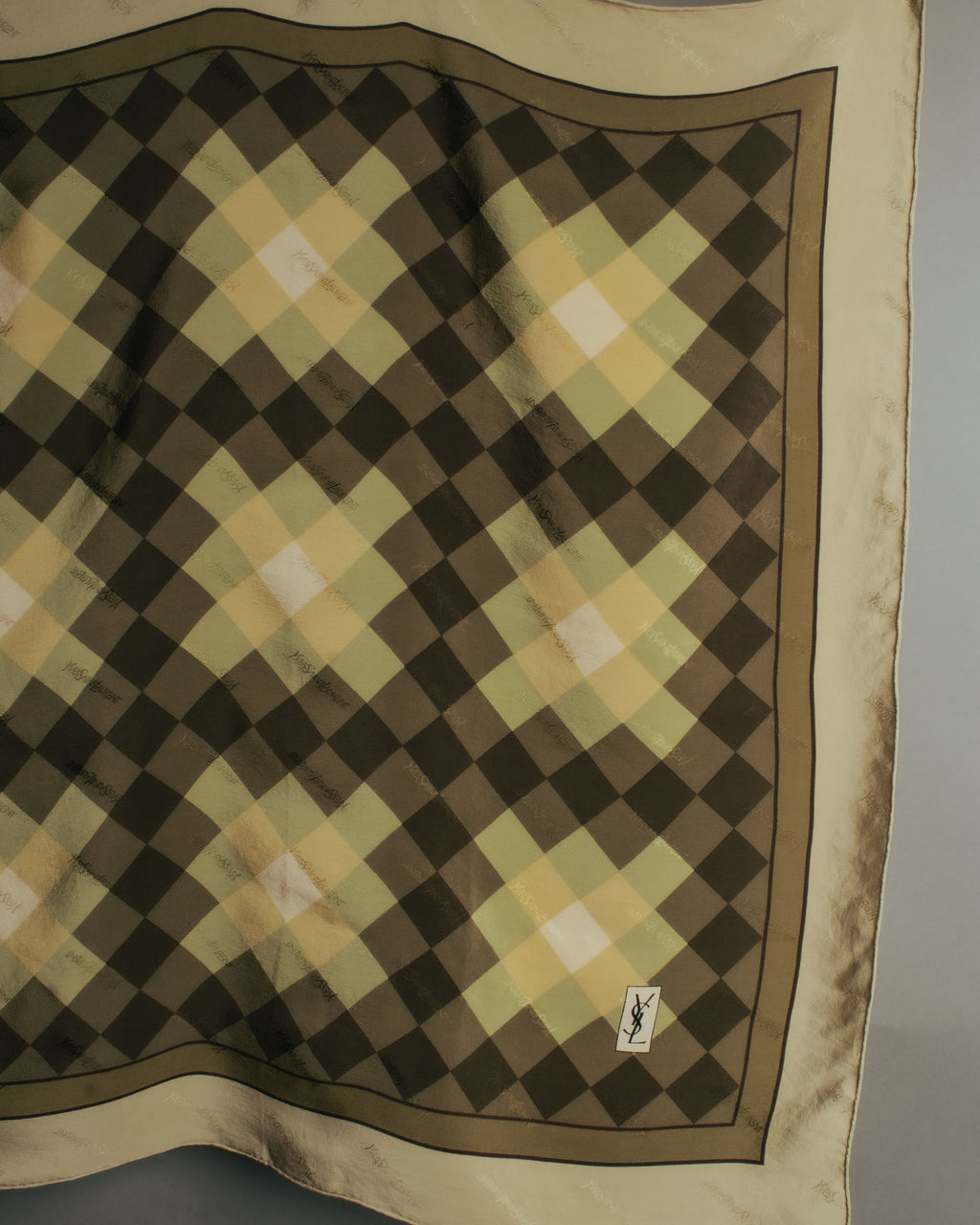 “Yves Saint Laurent” 80’s-90’s Sheer check silk scarf
