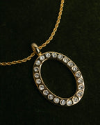 "Christian Dior" 80's-00's Rhinestone oval pendant necklace
