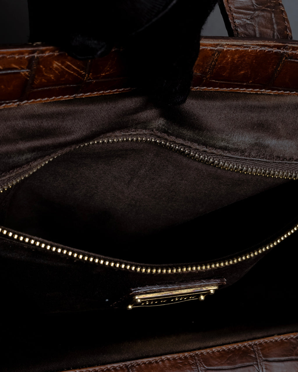 "MIU MIU" Antique design crocodile embossed leather 2way bag