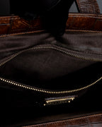 "MIU MIU" Antique design crocodile embossed leather 2way bag