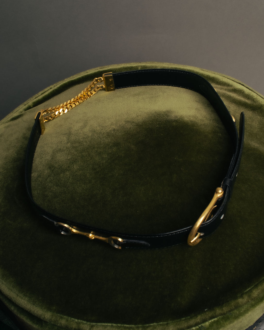 “CÉLINE” 70’s-80’s horsebit chain leather belt