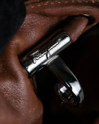 "Salvatore Ferragamo" Gathered stitch work design leather hand bag