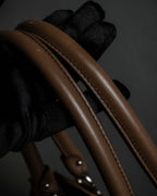 "Salvatore Ferragamo" Gathered form Gancini motif design suede hand bag