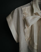 -SPECIAL- “VALENTINO ROMA” 2000’s sheer bow tie ruffled blouse
