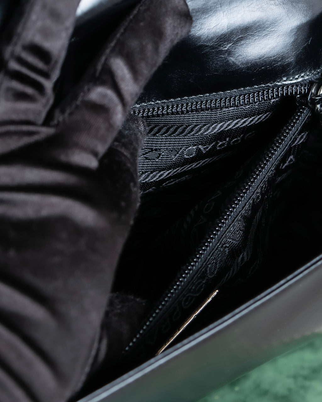 "PRADA" Structured top handle leather bag