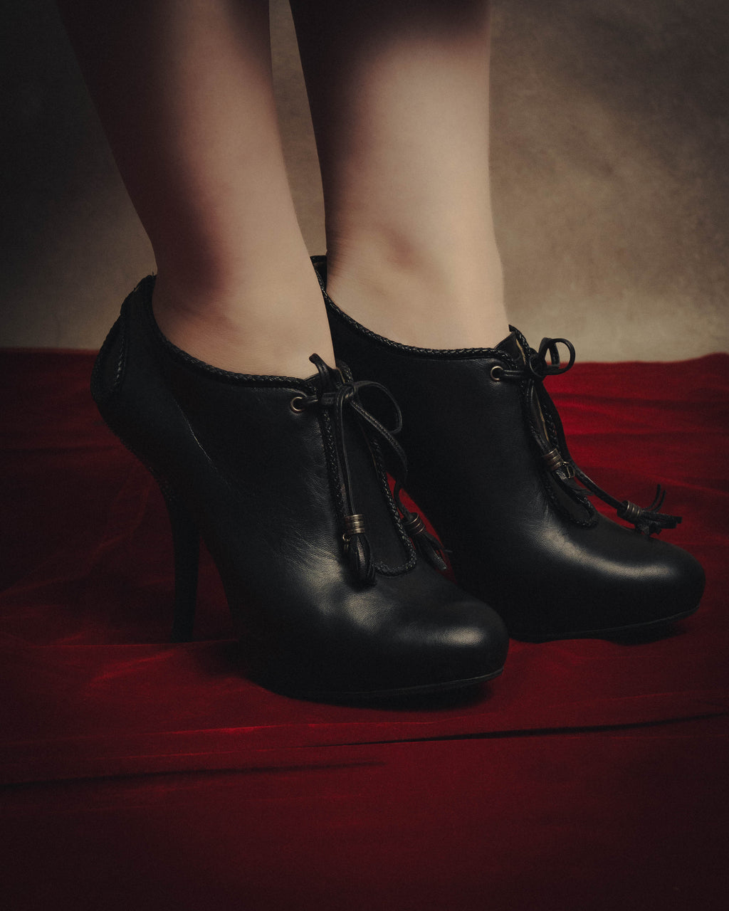 -SPECIAL- “Christian Dior” 00’s Ornate metal heel lace-up ankle boots