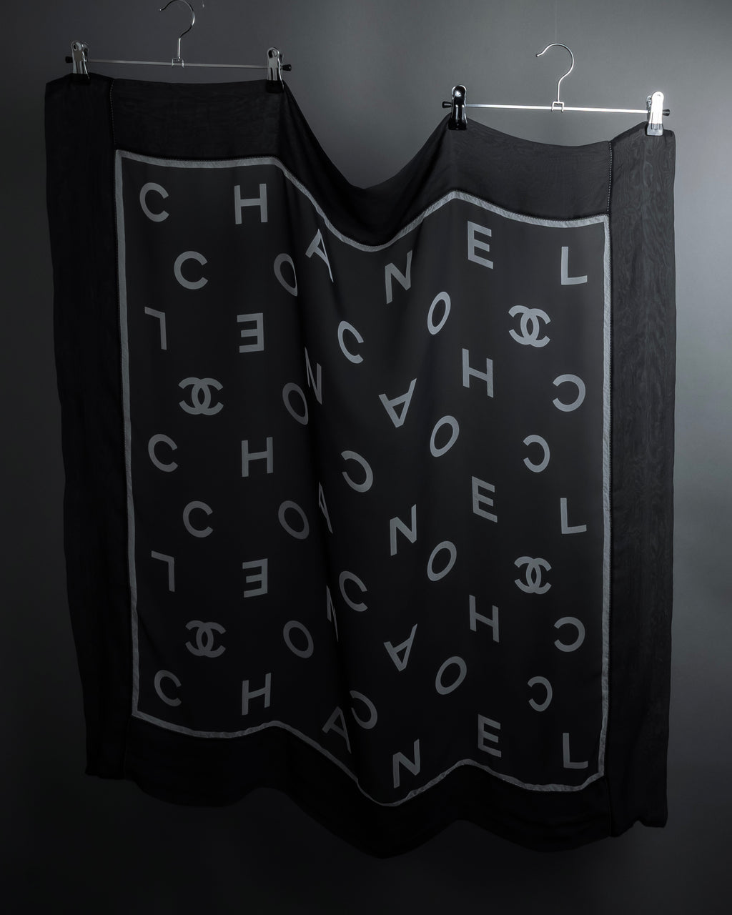 "CHANEL" Typography logo engraved large scarf