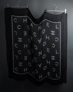 "CHANEL" Typography logo engraved large scarf