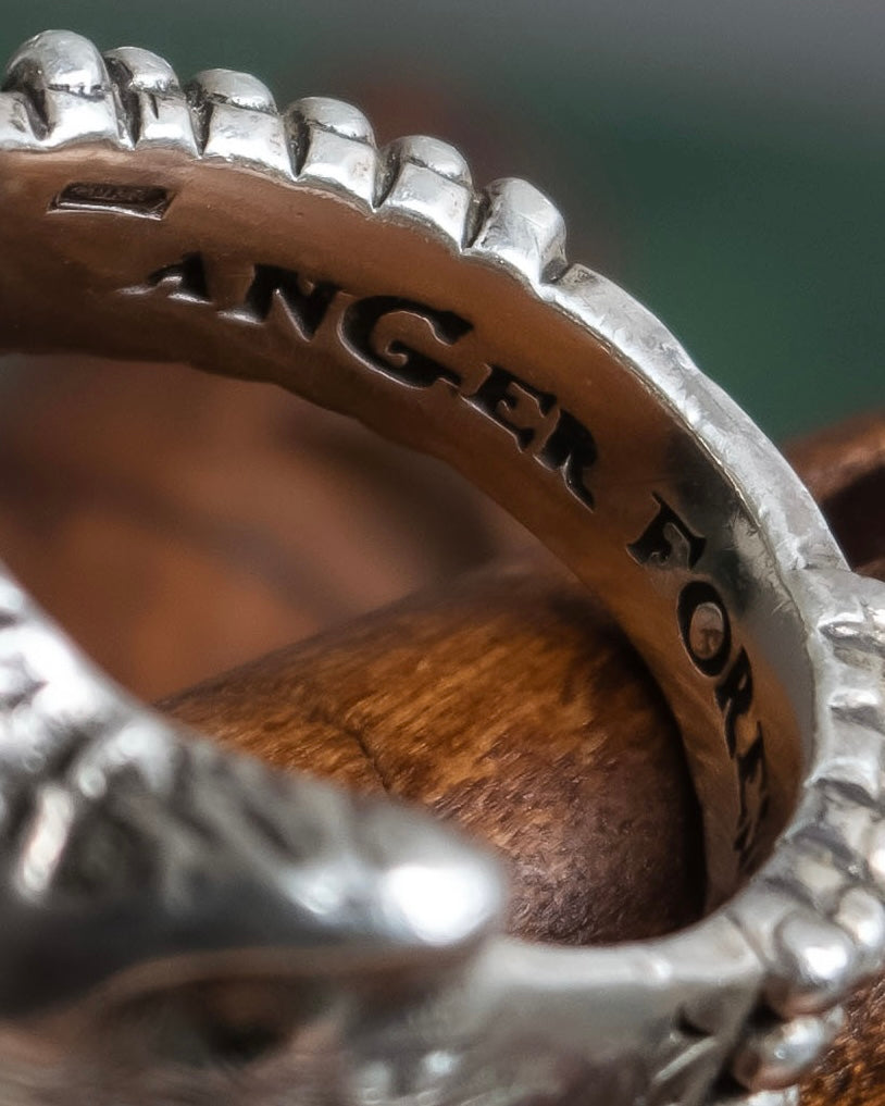 "GUCCI" Anger Forest series wolf motif turquoise stone design silver ring