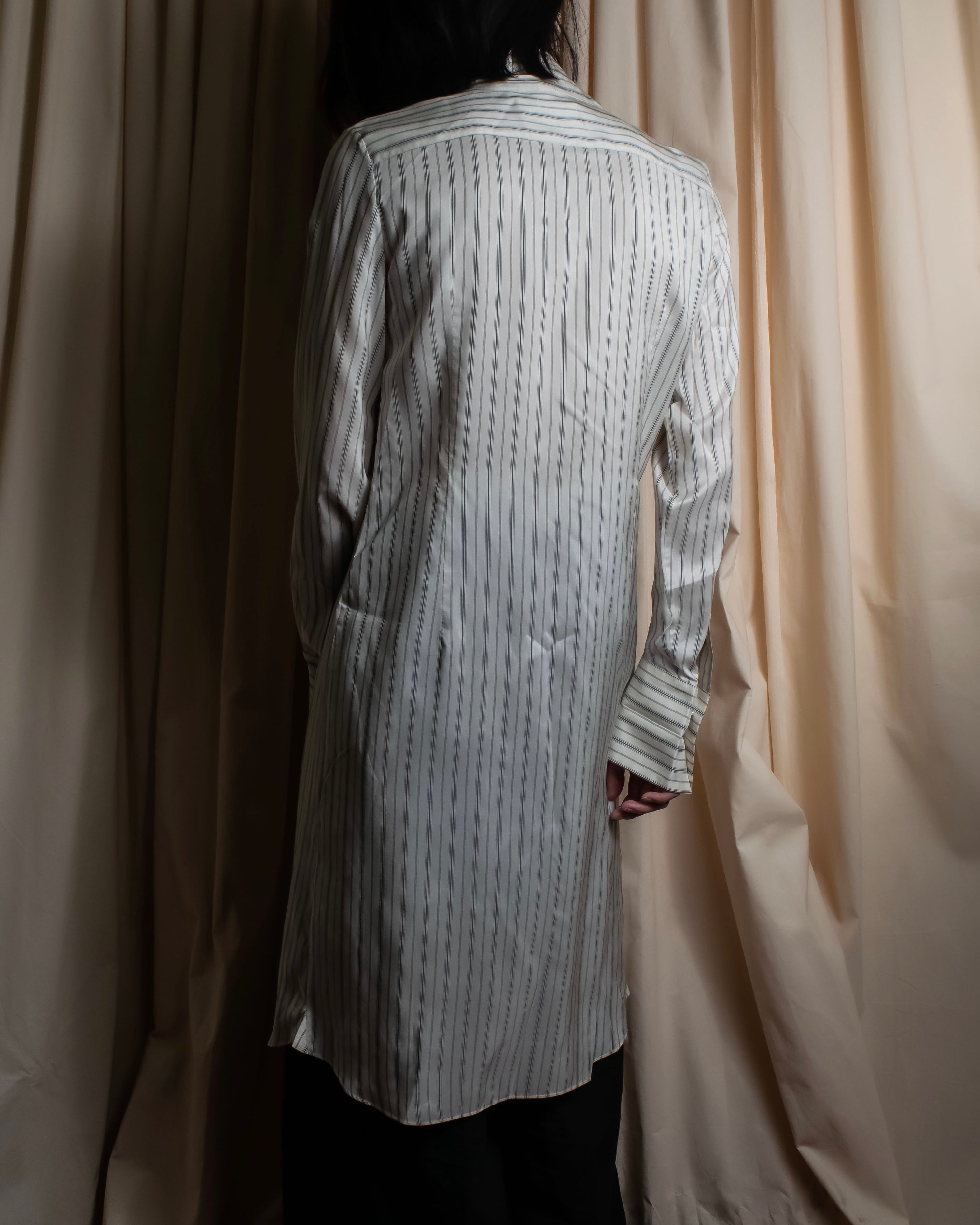 "MAISON MARGIELA" 16SS bowtie design striped long shirt