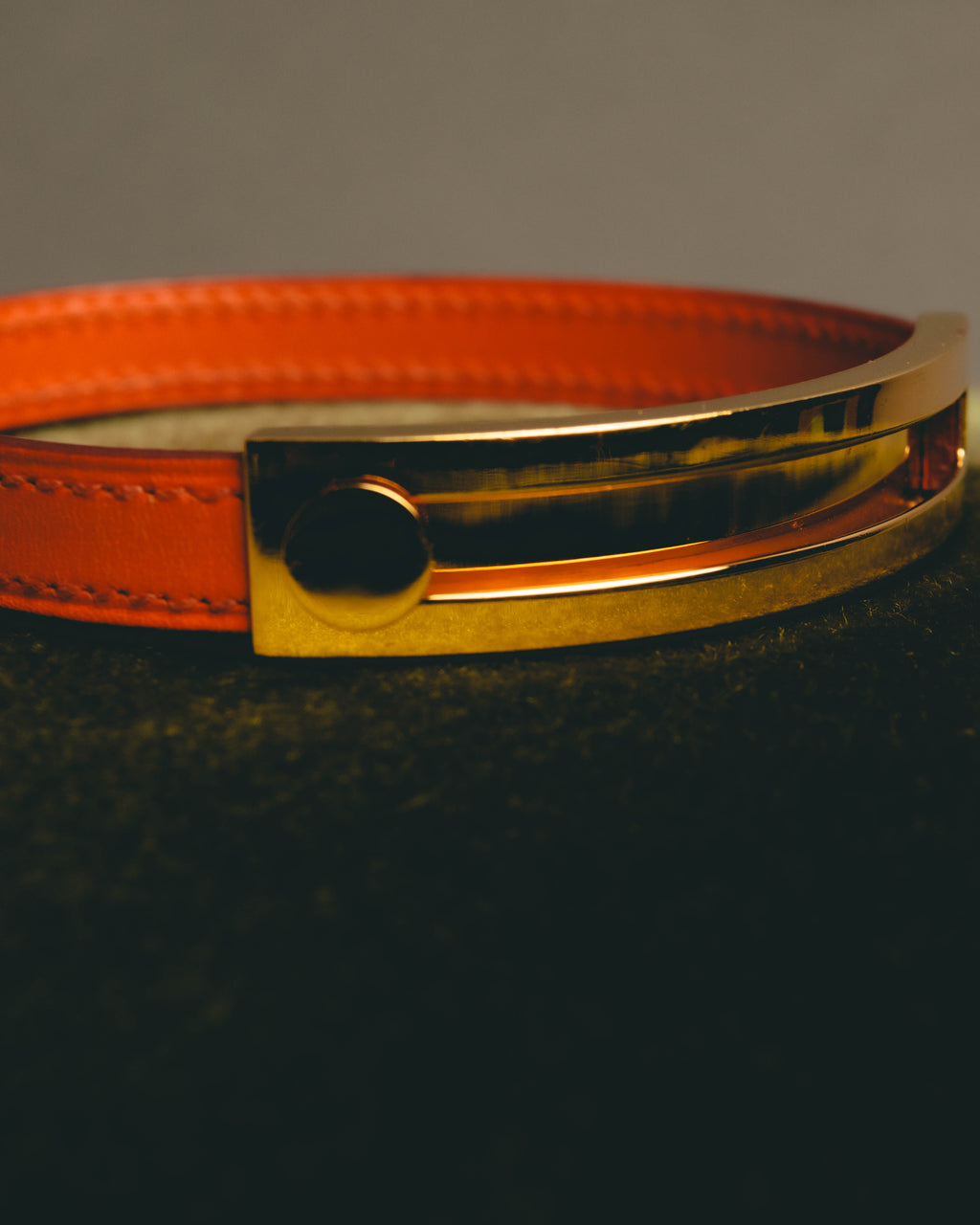"Hermès" 00's Vibrant orange leather bracelet
