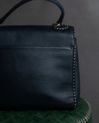 "Valentino Garavani" Saddle stitch design grain leather hand bag