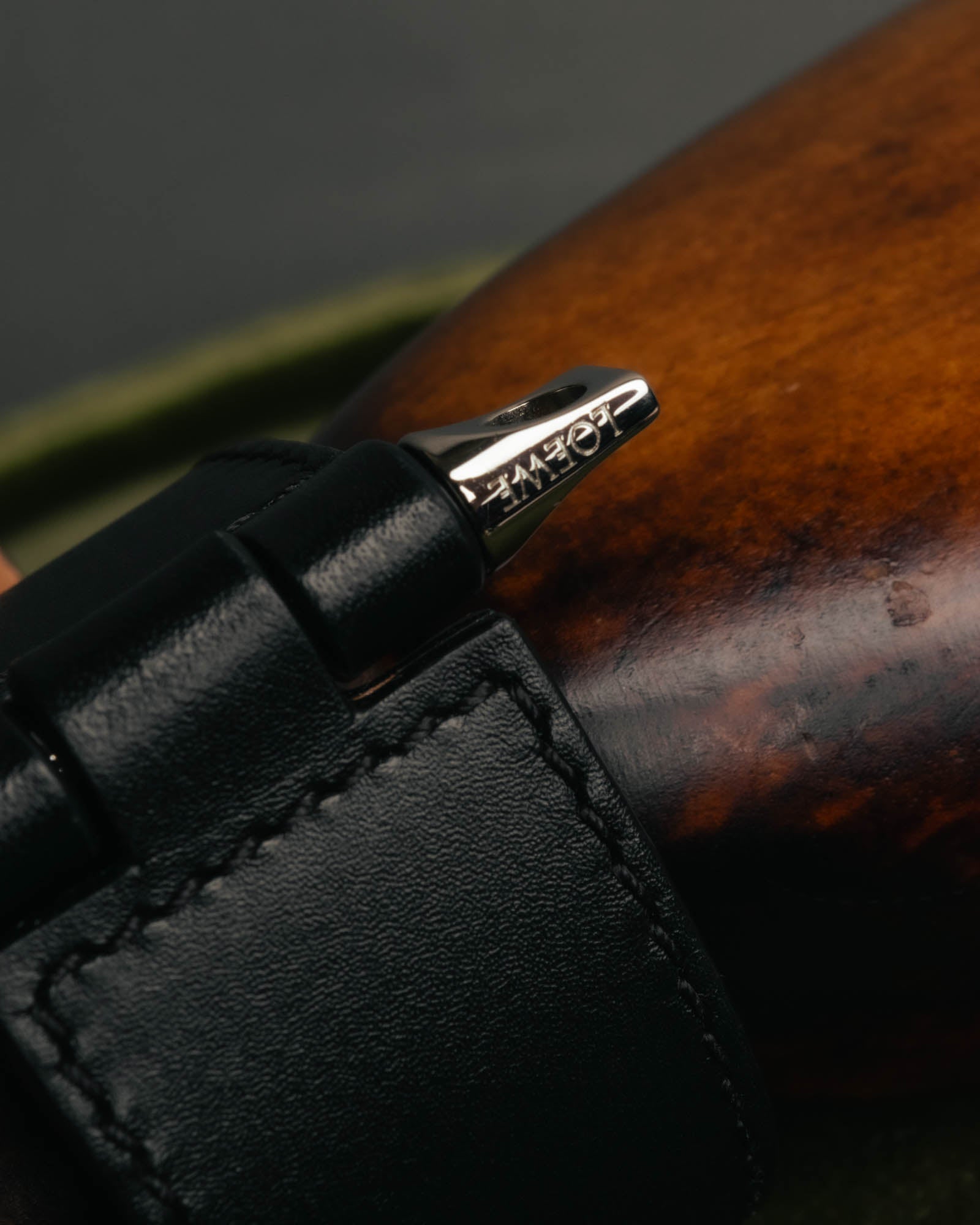 “LOEWE” 2010’s-2020’s industrial leather cuff bracelet