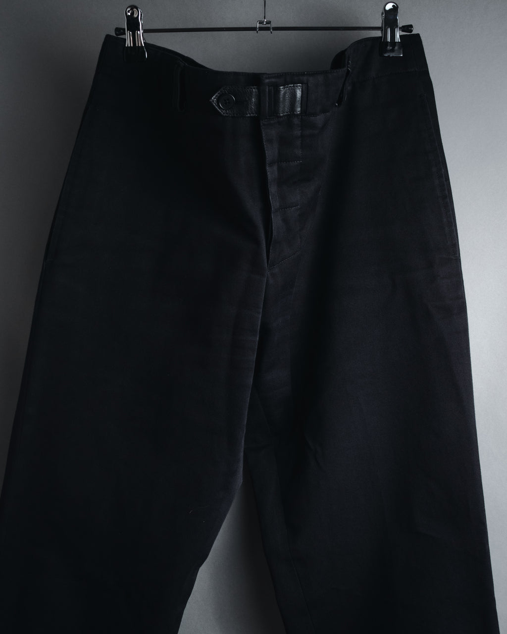"HERMES" 00’s high density cotton twill lamb leather accents pants