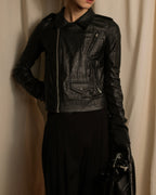 -SPECIAL- "Rick Owens" 15AW Beautiful wrinkles front zip leather jacket