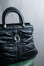 "Christian Dior" Karenina gathered design leather handbag