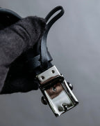 "Christian Dior" Silver stud detail narrow leather belt