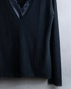 "DOLCE & GABBANA" Lace layered design V-neck knit