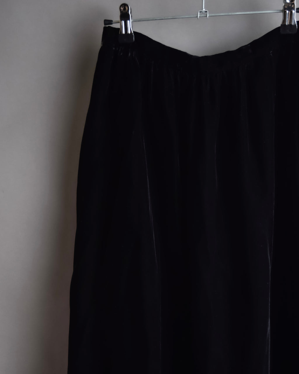 "CELINE" Pleated satin hem velvet flare skirt