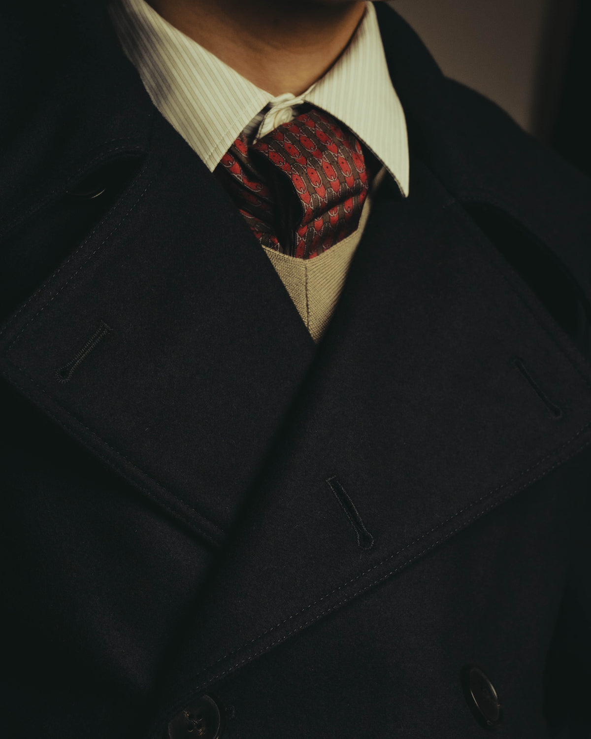 -SPECIAL- "DRIES VAN NOTEN" 10's Sculptural wide lapel double breasted wool coat