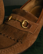 “GUCCI” 90’s-00’s Horsebit suede fringe loafers