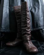 “Christian Dior” Brown Cannage leather long boots