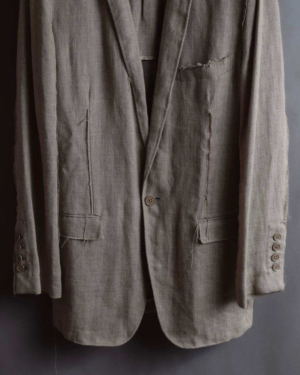 "Dolce & Gabbana" Raw edge frayed linen tailored jacket