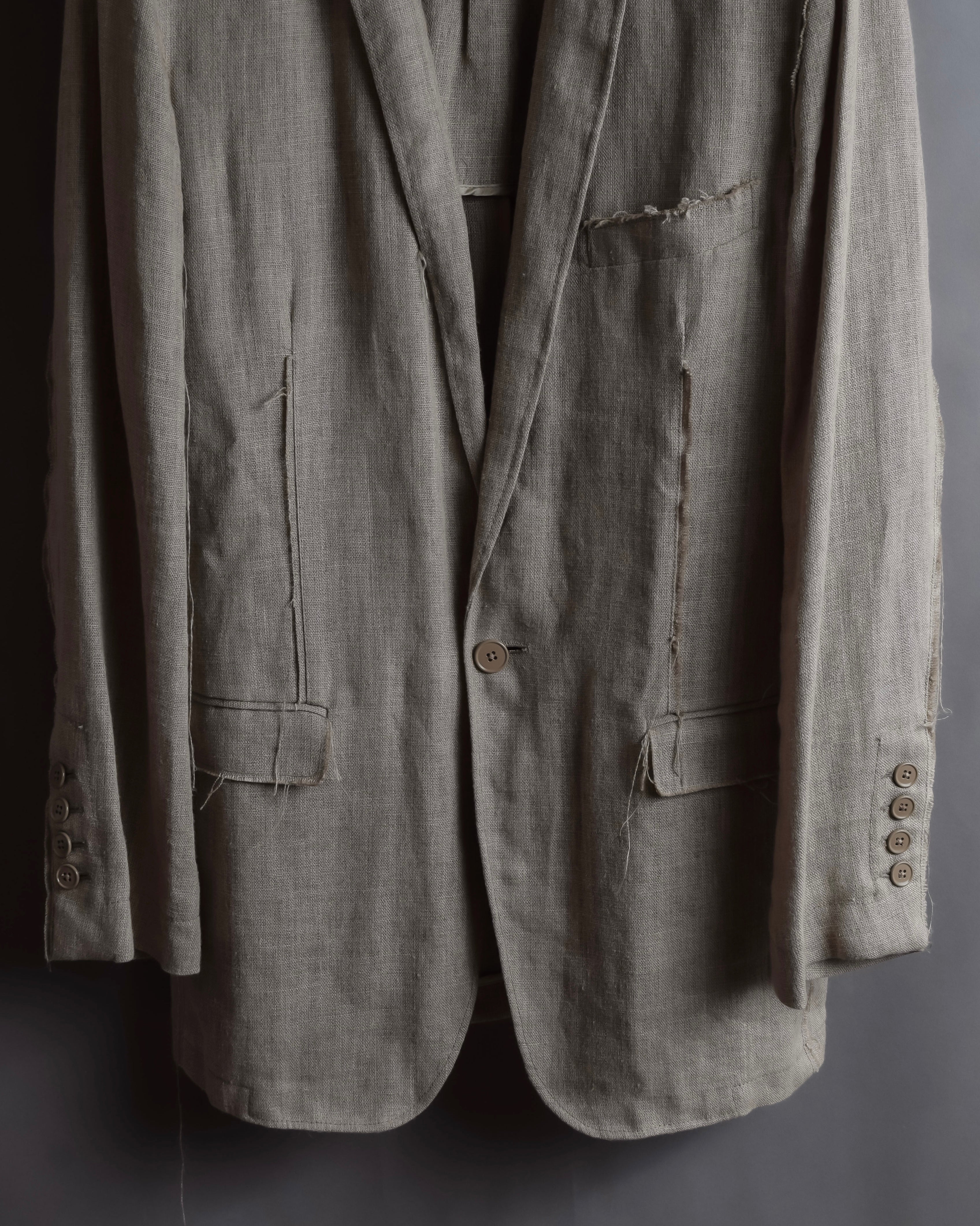 "Dolce & Gabbana" Raw edge frayed linen tailored jacket
