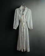 “Yves Saint Laurent” 80’s-90’s Sheer floral ruffle lingerie robe