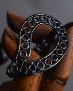 "Maison Martin Margiela" Black lacquered hollow double finger ring